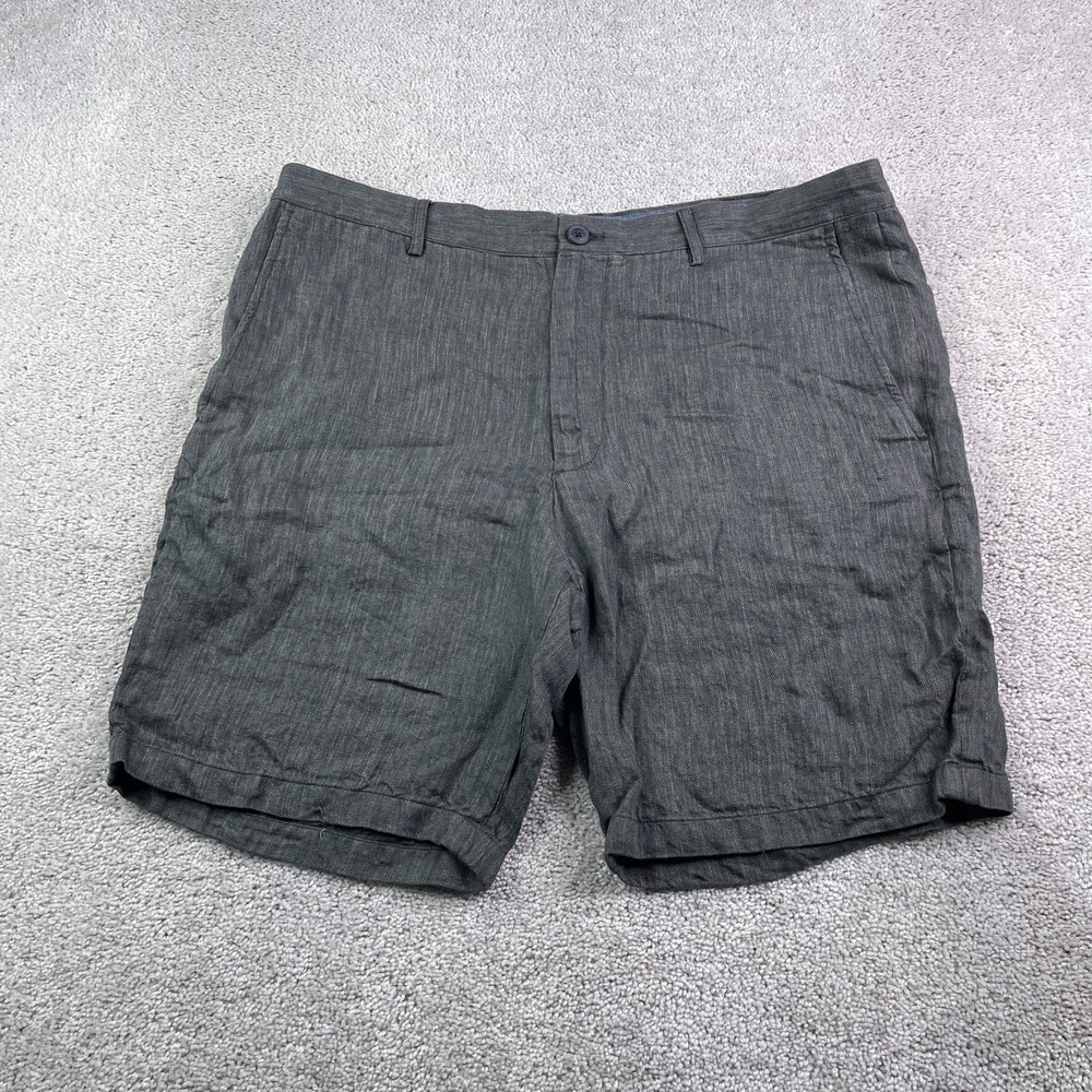 Club Monaco Shorts Mens 36 Grey Linen Maddox Fit Lightweight Chino‎ Golf Travel